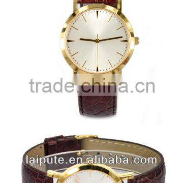 2013 new style gold case real leather simple watches for Men