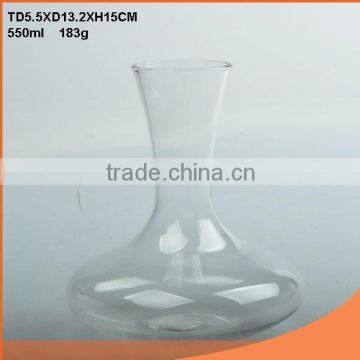 2016 good selling hand made borosilicate lead free clear glass wine decanter /single glass decanter