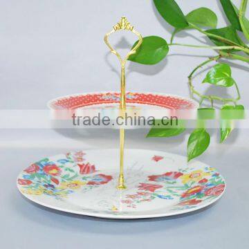 Daily use white porcelain dinner plates for hotel hanging cake stand