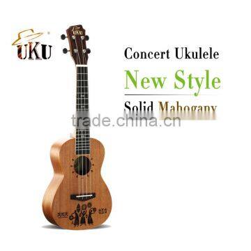 Electric 4 strings Ukulele+Bag Concert Solid Mahogany ukulele 23''24'' inch High quality Hawaii engraving ukulele china guitar