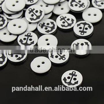 2-Hole Plastic Anchor Shirt Buttons, Flatback Sewing Buttons, 12.5x2mm(X-BUTT-A011-20L-08)