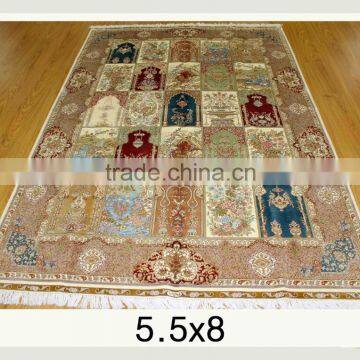 5.5x8 ft oriental handknotted handmade silk rug four season design carpet