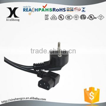 European power cord Schuko plug with IEC C13 female ends