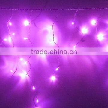 230V pink led christmas icicle lights rubber cable IP44 Plug