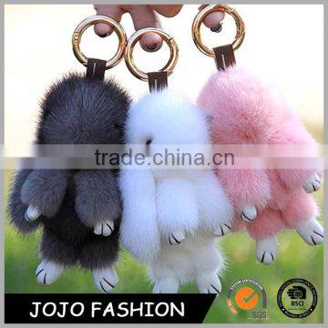 2016 Wholesale fashion multi-color rabbit fur bag accessories cute rabbit fur keychain