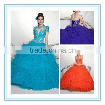 Lovely Strapless Organza Sweetheart Neckline Most Beautiful Orange Quinceanera Dress(QUMO-1006)