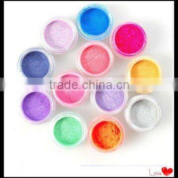 12 Rainbow Color Pearl Glitter Fine Powder Nail Art Decoration Tips Design Dust HN1291