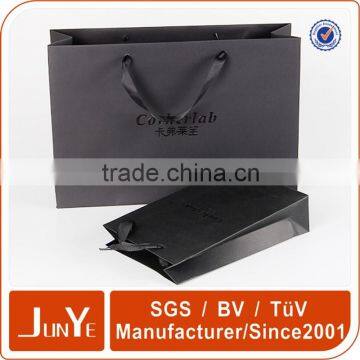 laminated flat handles bottom custom glossy paper packaging bag with logo