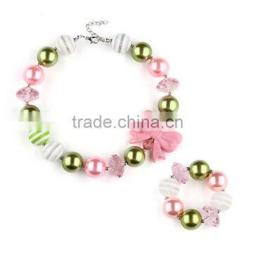 2016 bow beaded baby girls pearl necklace