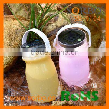 CE Certificated Colorful Silicone Foldable Drinking Water Bottle Solar Lamp