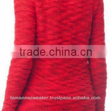 NEW DESING SCOOP NECK LONG SLEEVE CABLE KNITTED WOMEN'S SWEATER photo-2