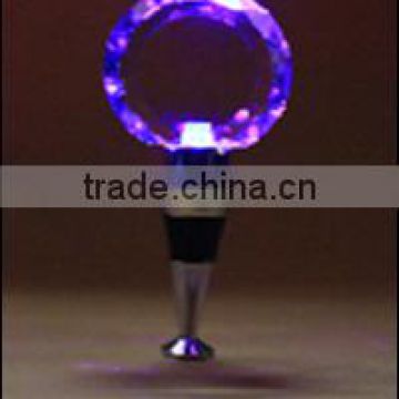 LED crystal wine stopper with switch, 3 colors change autmatically