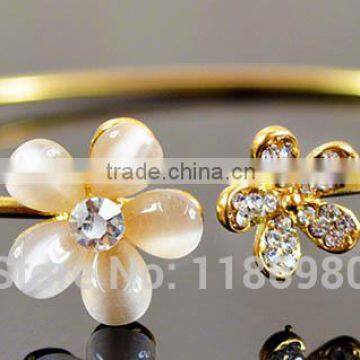 Fashion Women Bracelet Flower Crystal Gold Plated Cuff Bangle Charm Jewelry Gift photo-4