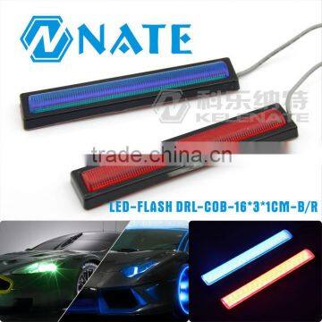 Newest product car led flash drl cob 16*3*1cm b/r flash light