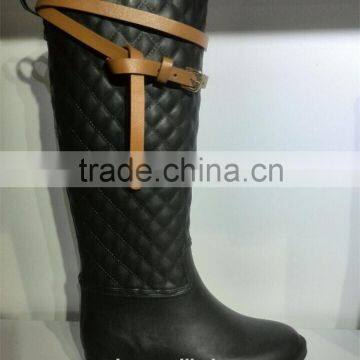 Ladies Gaga Gum Boots With Leather Strap