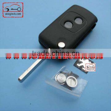 OkeyTech Peugeot 307 2 buttons flip remote key shell without groove blade for key cover peugeot 307 for key cover Peugeot key