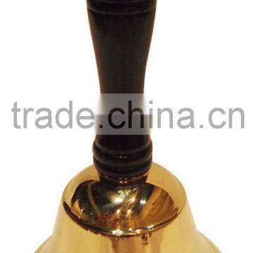 church bell in solid brass with wooden handle