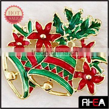 Newest Arrival Enamel Craft Fashion Christmas Bell Brooch