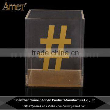 Hot Selling New Design Transparent Acrylic Pen Holder With Pattern photo-1