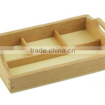 Children montessori wooden educational toys for 3 compartment sorting tray