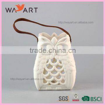 Cute White Ceramic Owl Candle Holder
