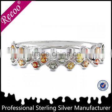 CZ 925 silver bangle bracelets silver plated cuff bracelets