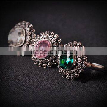 Hmong Silver Rhinestone Fashion Ring Handmade Womans Ring photo-1