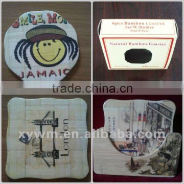 Cartoon Pattern Bamboo Cup Coaster, Table Mat, Bar Pad