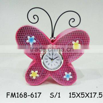 metal crafts with clock and butterfly