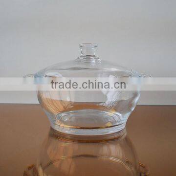 Clear tempered glass pot/bowl with glass lid