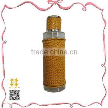 New collection bright organge leather fragrance pump spray bottle