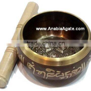 Tibetan Singing Bowls With Five Embossed Buddha 4.5 inch : From Anabia Agate Bolws