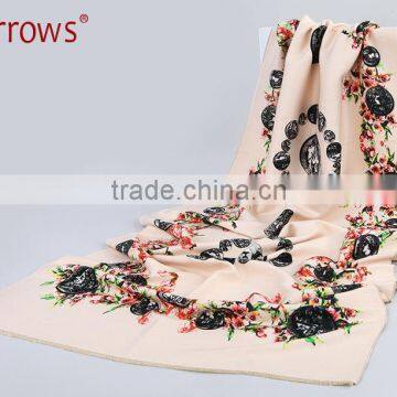 2016 New Design 100% Arcylic Women Ladies Winter Scarf Shawls Wrap Printed Coins and Floral Pattern Tassel photo-4