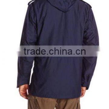 Custom Made 50% Cotton 50% Nylon Plain Italy M65 Men Navy Blue Hoodie Fieded Jacket