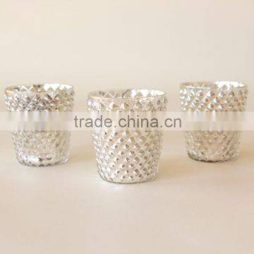 MERCURY Glass T-light Votive Holder Manufacture Silver Votive