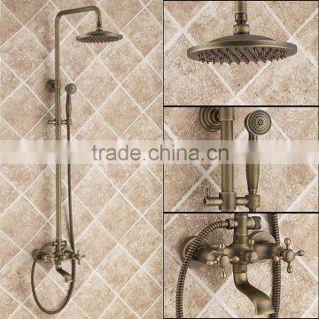 Luxury Wall Mount Antique Brass Rainfall Shower Set with 8-inch Shower for the Bath