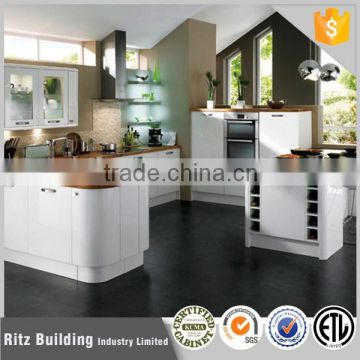 kitchen cabinet white high glossy G-shaped kitchen cabinet