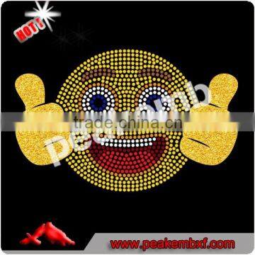 Wholesale Rhinestone Heat Transfers Emoji Face Rhinestone Iron on for Children Clothing