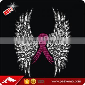 Angel Wings Breast Cancer Ribbon Rhinestone Heat Transfers Wholesale