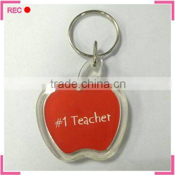 Custom made keychains apple shaped, family topic printed acrylic keychain