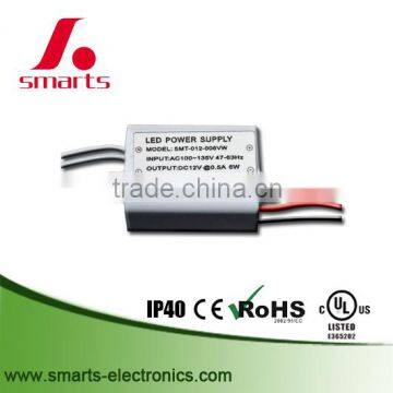 2 years warranty 6w 12v constant voltage power unit 12v 0.5a power supply led