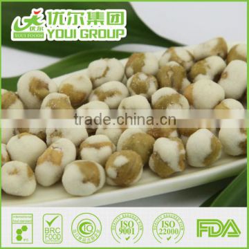 Natural wasabi flavor roasted coated green pea snacks manufacturer