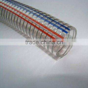 pvc spiral stainless steel wire reinforced flexible hose food grade