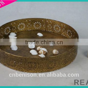 Gold Circle Cake Stand For Weeding Decoration Candle Lantern