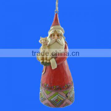 Santa With Cat Resin Christmas Hanging Ornament