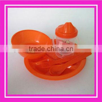 5pcs round plate plastic dinnerware picnic set