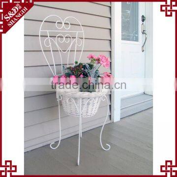 Beatiful white iron & wicker craft wedding decoration flower stand designs