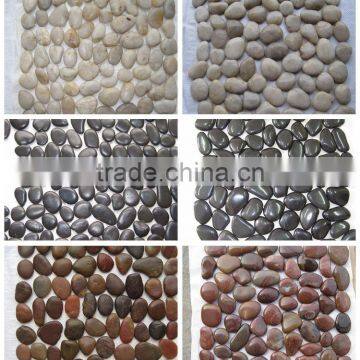 White Pebble Tile High Polished Flat Stone Pebble Tile Sheets photo-2
