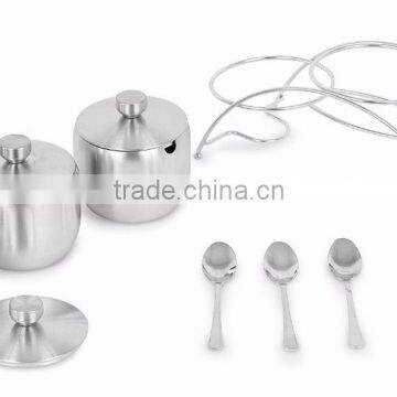 Stainless Steel Condiment Set Seasoning Containers With Stand and Spoons photo-5