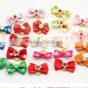 CY197 Handmade Pet Grooming Accessories Products Dog Bow Hair Little Flower Bows For Dogs Charms Gift photo-5